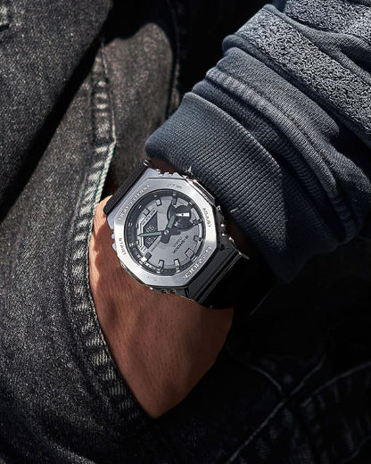 G-SHOCK-2100 METAL SILVER-BLACK