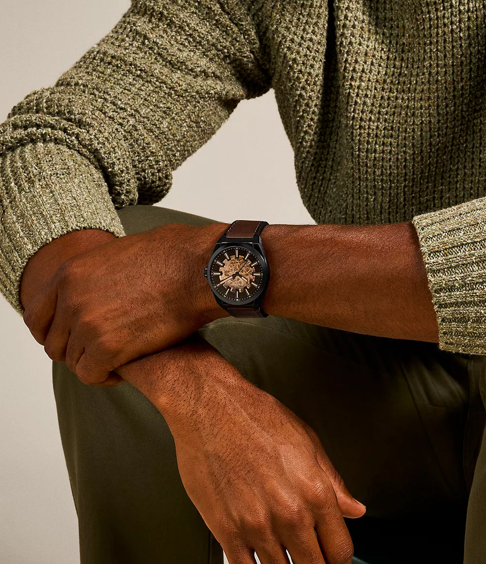 Fossil Everett Automatic Dark Brown LiteHide Leather Watch